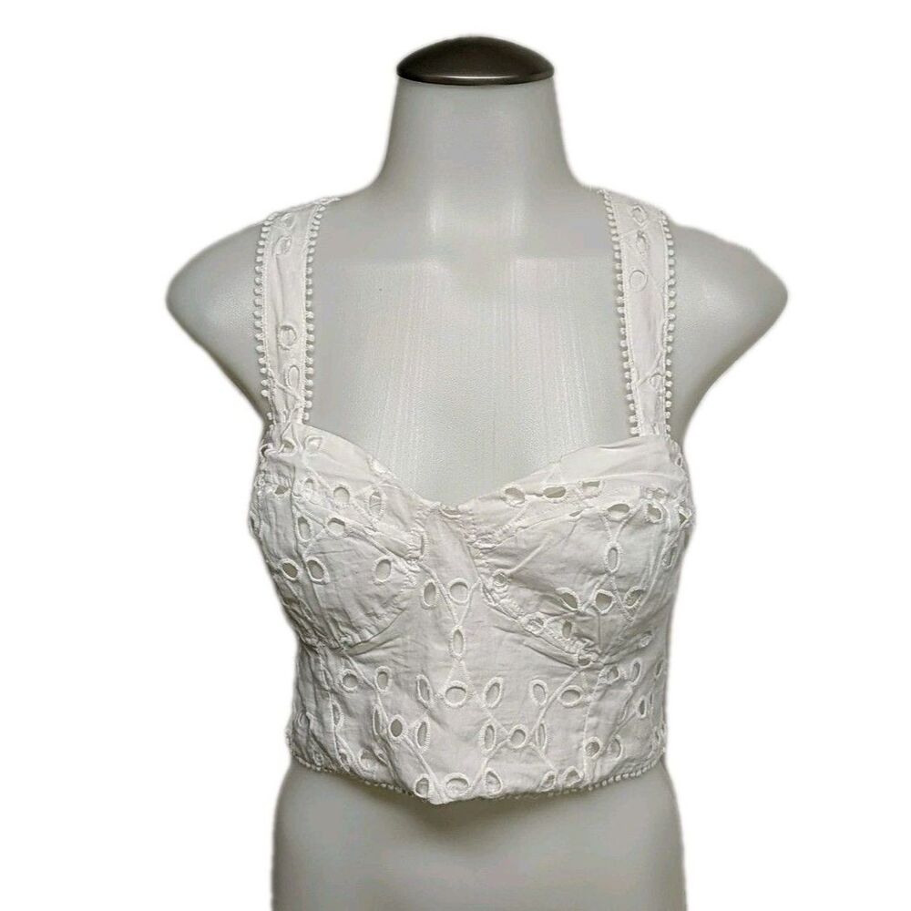 Ardene Crop Top Women X-Large Eyelets Corset Type Cami Adjustable Strap White XL